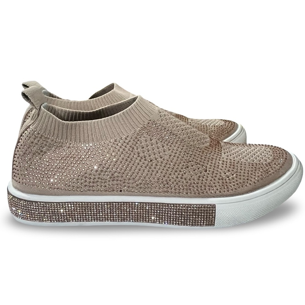 Bernie Mev Glamour Slip-On Crystal Sneakers Rose Gold Size 8.5